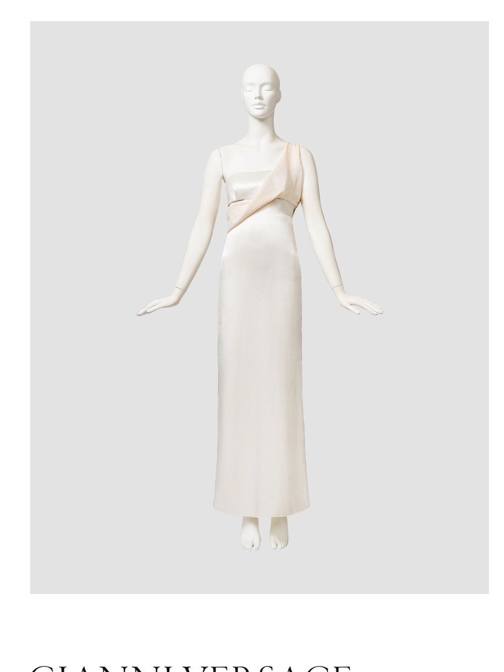 Gianni Versace 1997 Metallic Ivory Lurex and Pearl White Gown (Tab Vintage)